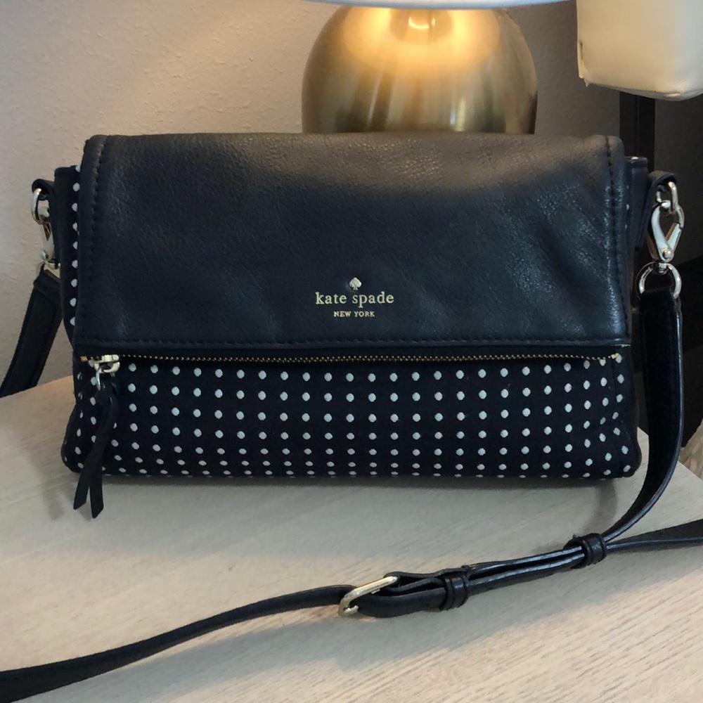 Kate Spade leather/fabric polka dot cross body